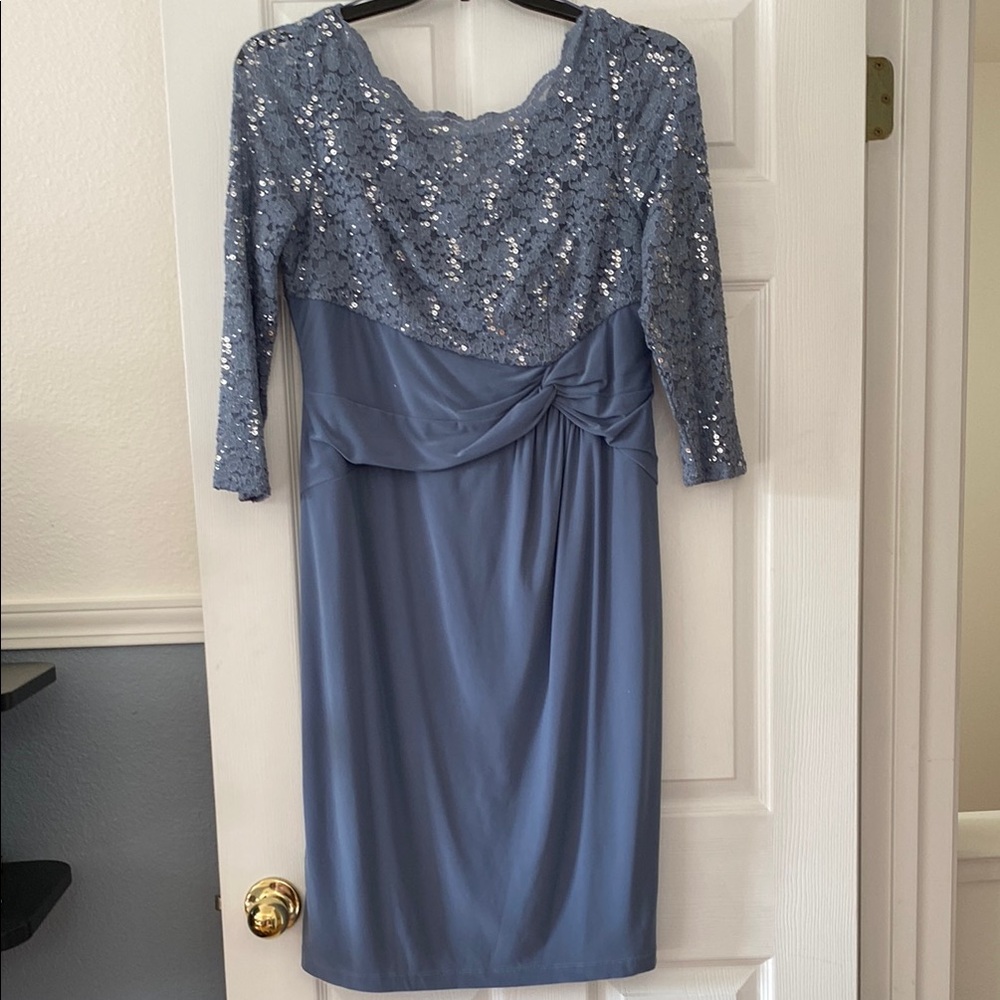 Elegant Blue Lace Dress